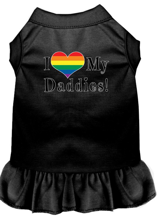 I Heart my Daddies Screen Print Dog Dress Black XS